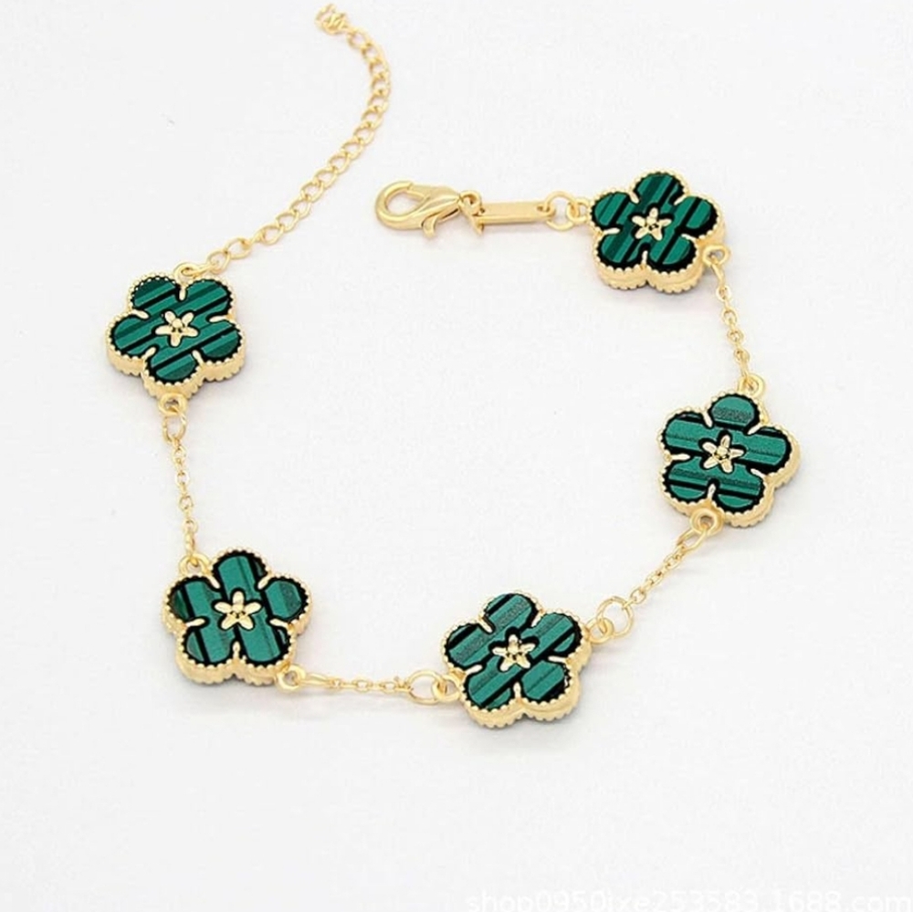 Plum Blossom Five Leaf Flower Fritillaria Double-Sided Adjustable Bracel… - Picture 2 of 8